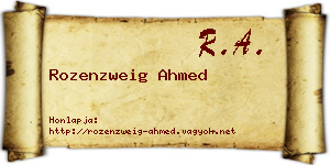 Rozenzweig Ahmed névjegykártya